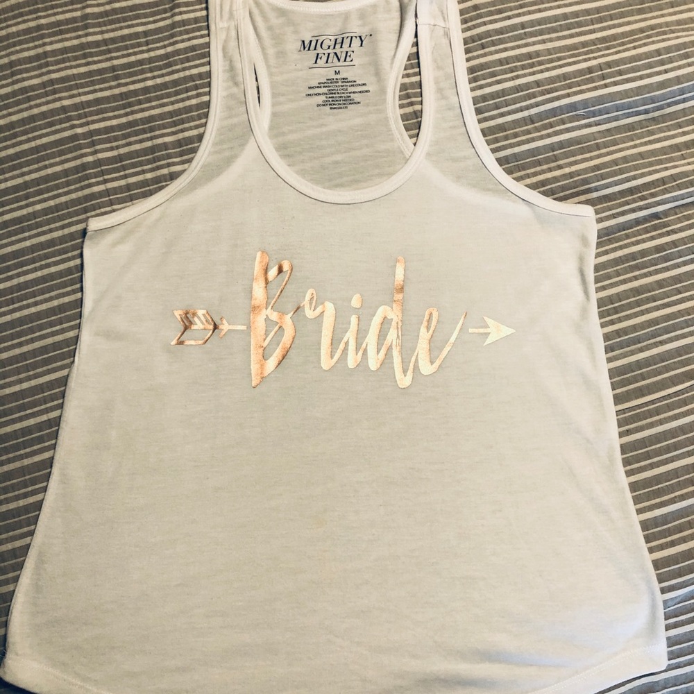 “BRIDE” white tank top, size M